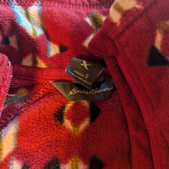 Eddie Bauer Zip down pull over womens fleece, red size small - Picture 3 of 3
